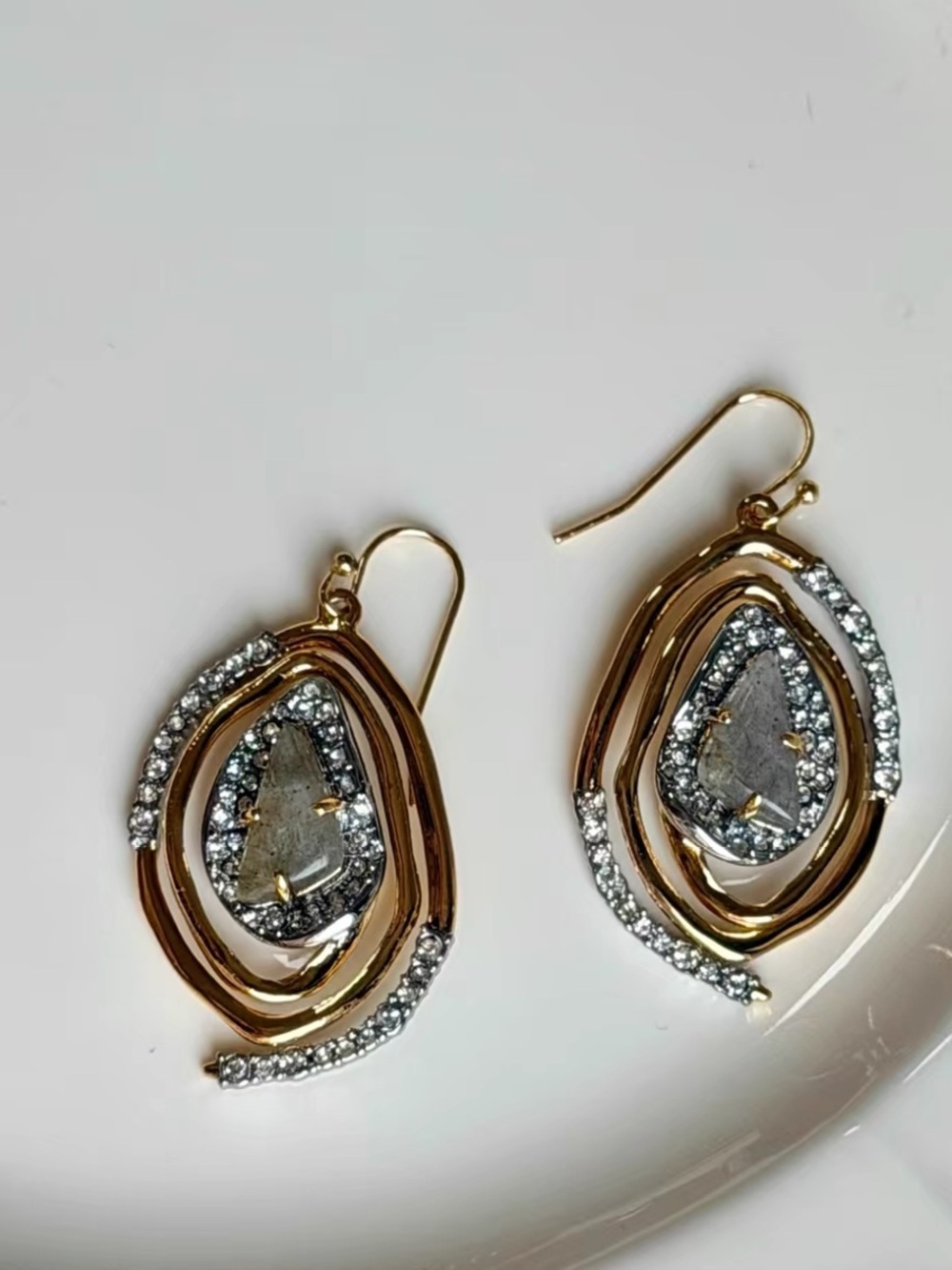 ALEXIS BITTAR CRYSTAL ENCRUSTED SPIRAL DROP EARRING